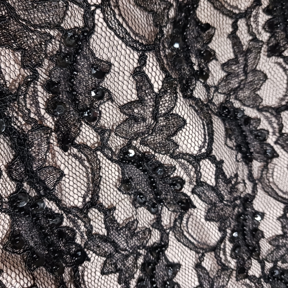 80s Stone Ferris Beaded Lace Evening Gown - Picture 3 of 12